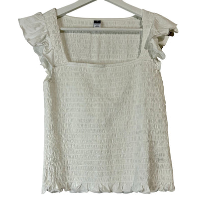 Old Navy Women’s Smocked Flutter Sleeve Top White Size Small NWT Cotton Girly