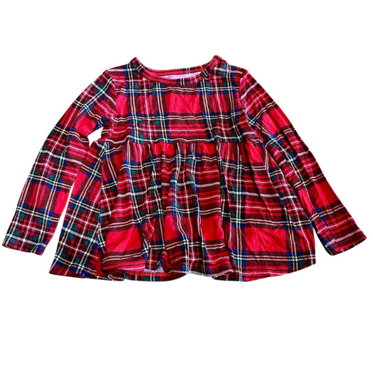 Posh Peanut Toddler Girl Plaid Long Sleeve Flowy Shirt Red Size 2T EUC Holiday