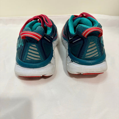 HOKA ONE ONE Women’s Clifton 4 Running Shoes Blue Coral Size 8.5 Road Sneakers EUC