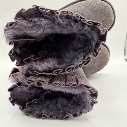 UGG Australia Toddler Girls Bailey Bow II Ruffles Boot Nightfall Size 6 EUC