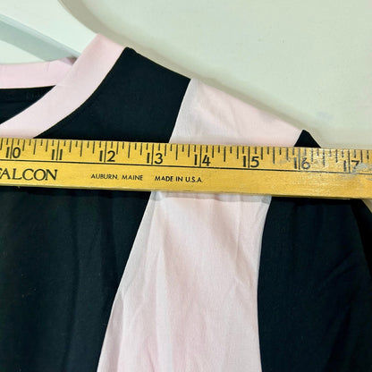 Halara Women’s V-Neck Athletic T-Shirt Pink Black Size Medium NWT Colorblock Polyester