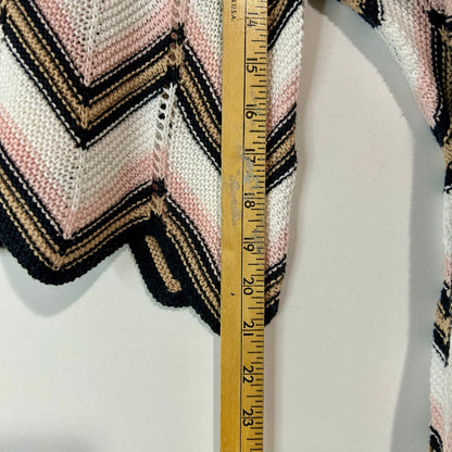 Audrey Parks x Francesca’s Women’s Crochet Knit Cropped Sweater Chevron Pink White Size Small EUC