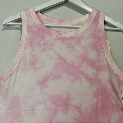 A New Day Women’s Plus Sized Basic Ribbed Tank Top Pink Tie Dye NWT