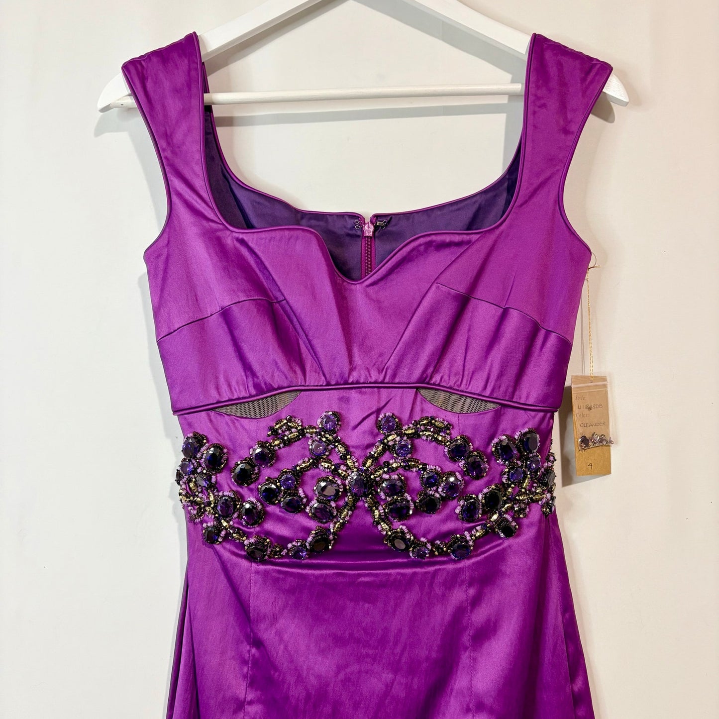 Mandalay Oleander Beaded Embellished Midi Cocktail Dress Purple Size 4 NWT Y2K