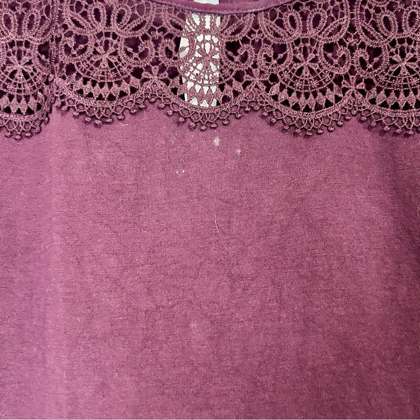 Ann Taylor Loft Women’s Crochet Detail Short Sleeve Blouse Purple Size Medium