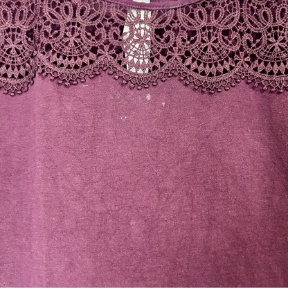 Ann Taylor Loft Women’s Crochet Detail Short Sleeve Blouse Purple Size Medium