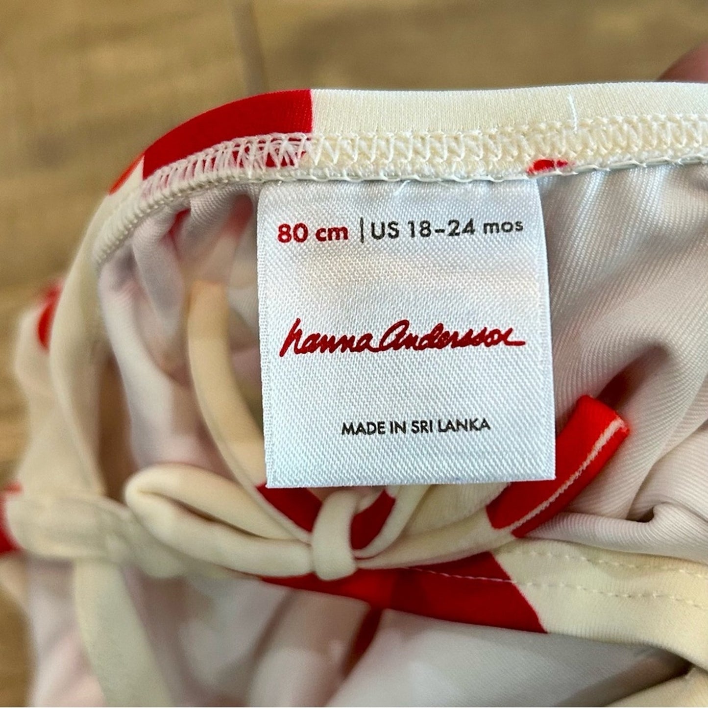 Hanna Andersson Girls Sunblock One Piece Hearts Swimsuit Cream Red 18-24 M EUC