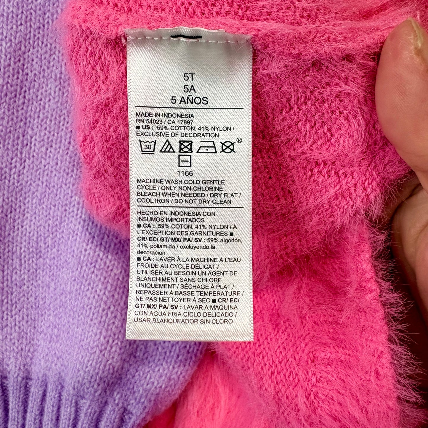 Old Navy Girls Bow Knit Pullover Sweater Bundle Pink Purple Size 5 EUC/Flaw