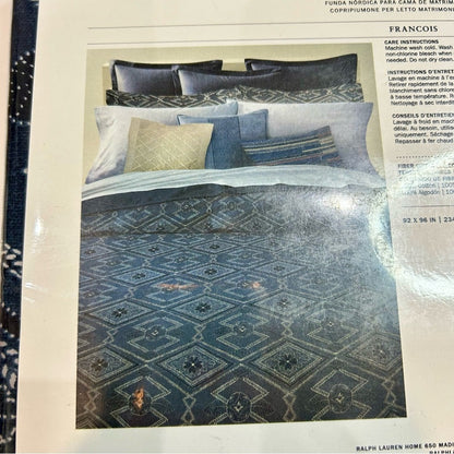 Ralph Lauren Home Francois Cotton Full / Queen Duvet Cover Blue New in Package
