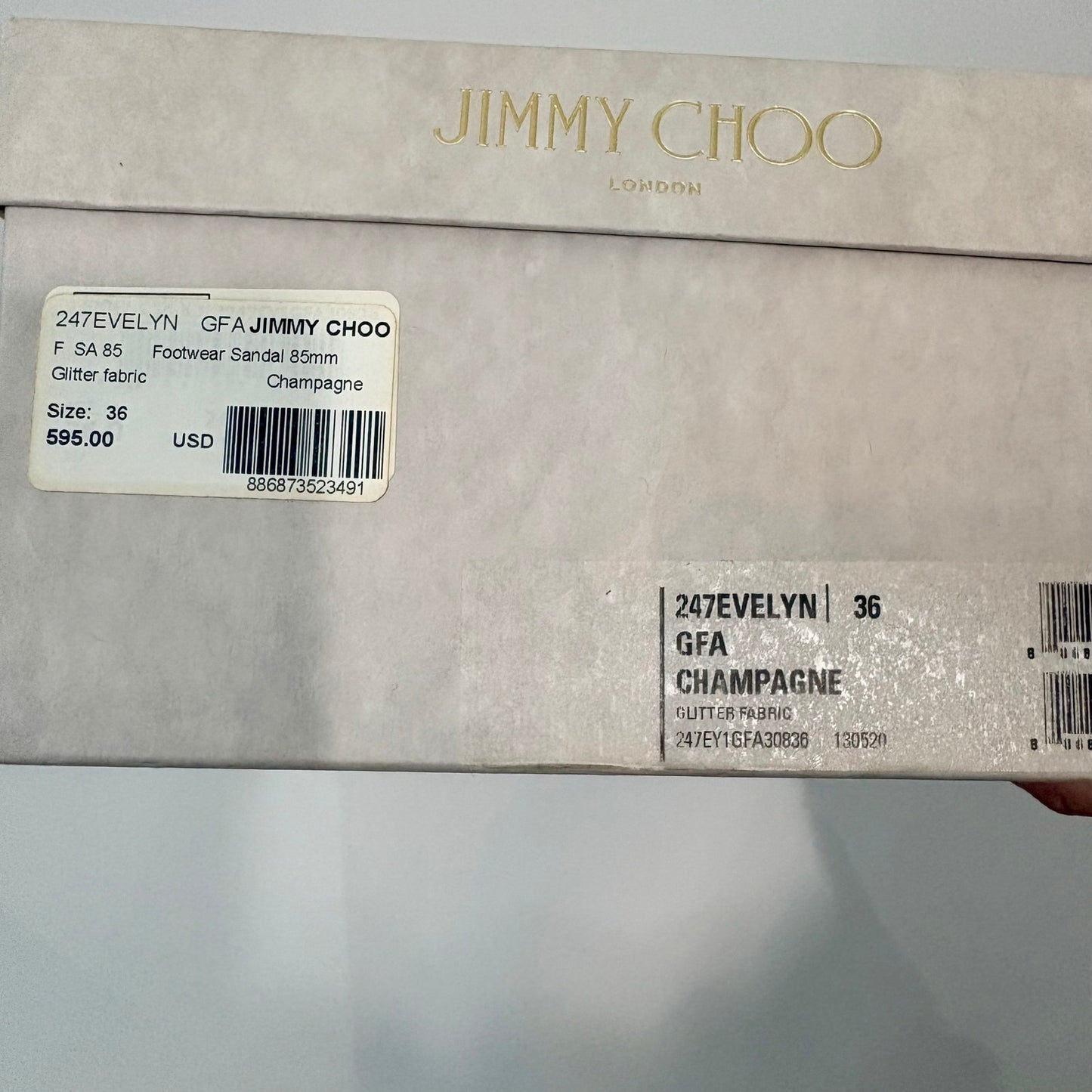 Jimmy Choo Women's Evelyn Peep Toe Pumps Champagne Gold Glitter Heels US 6 EUC
