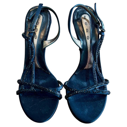 Rodo Women’s Rhinestone Strappy High Heels Black Size 39 Used Evening Formal