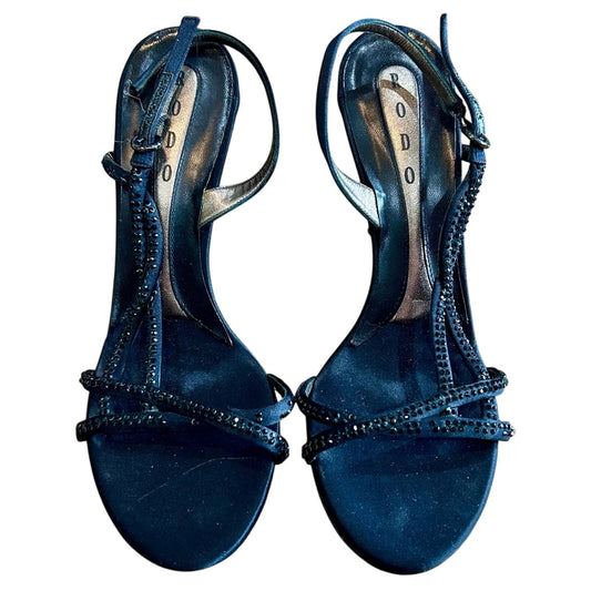 Rodo Women’s Rhinestone Strappy High Heels Black Size 39 Used Evening Formal