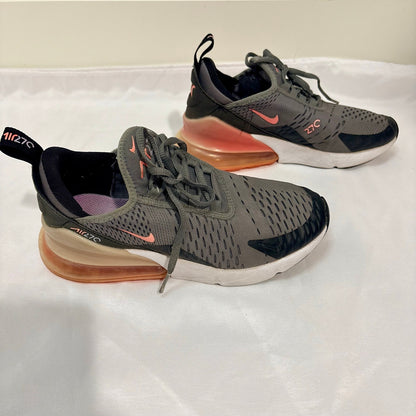 Nike Girls Air Max 270 Sneakers Smoke Grey Hyper Pink Youth Size 4Y Running Shoes EUC