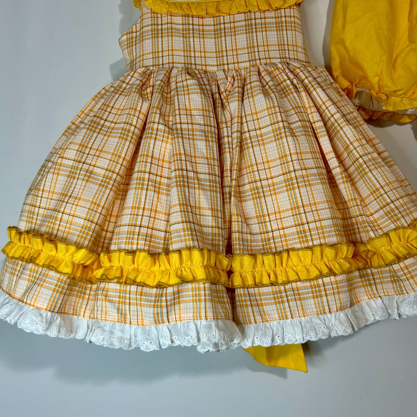 Two Roosters Clothing Girls Jasmine's Be Thankful Dress w/ Bloomers Yellow Size 5 EUC Embroidered Fall