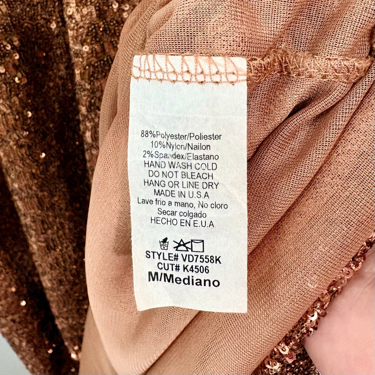 PinkBlush Women’s Sequin Maternity V Neck Sleeveless Evening Gown Gold Med EUC