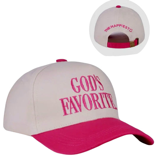 God’s Favorite Women’s Two Tone Canvas Cotton Baseball Hat Cap Tan Fuchsia New