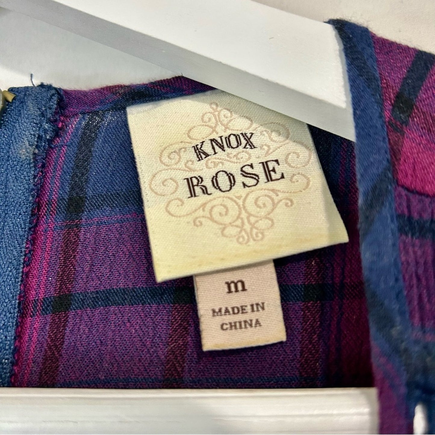 Knox Rose Women’s Sleeveless Plaid Flowy Top Blue Purple Size Medium EUC Girly