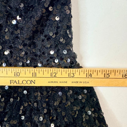 Women’s Velvet Sequin Tiered Mini Dress Black XS Small Party Cocktail Fit & Flare