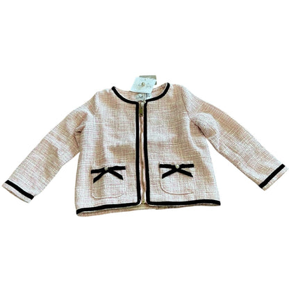 Love & Grow Girls Coco Zip Up Bow Detail Jacket Pink Black Size 4T NWT Classic
