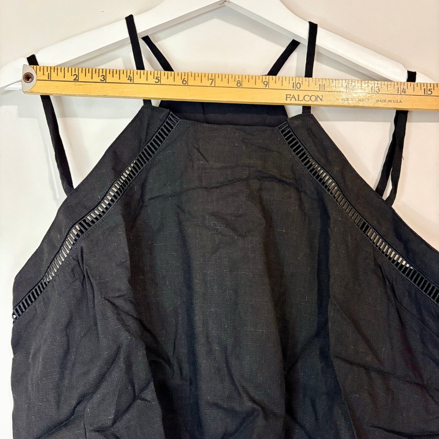 Halara Women’s Linen Blend Double Strap Crop Tank Top Black Size Medium NWT