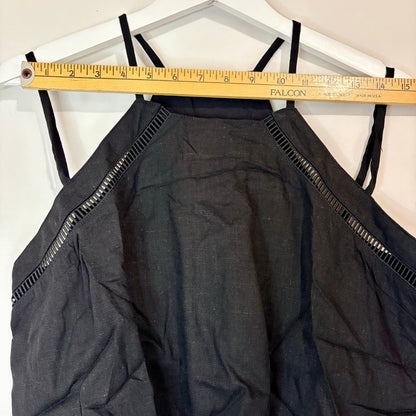 Halara Women’s Linen Blend Double Strap Crop Tank Top Black Size Medium NWT