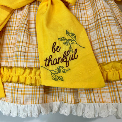 Two Roosters Clothing Girls Jasmine's Be Thankful Dress w/ Bloomers Yellow Size 5 EUC Embroidered Fall