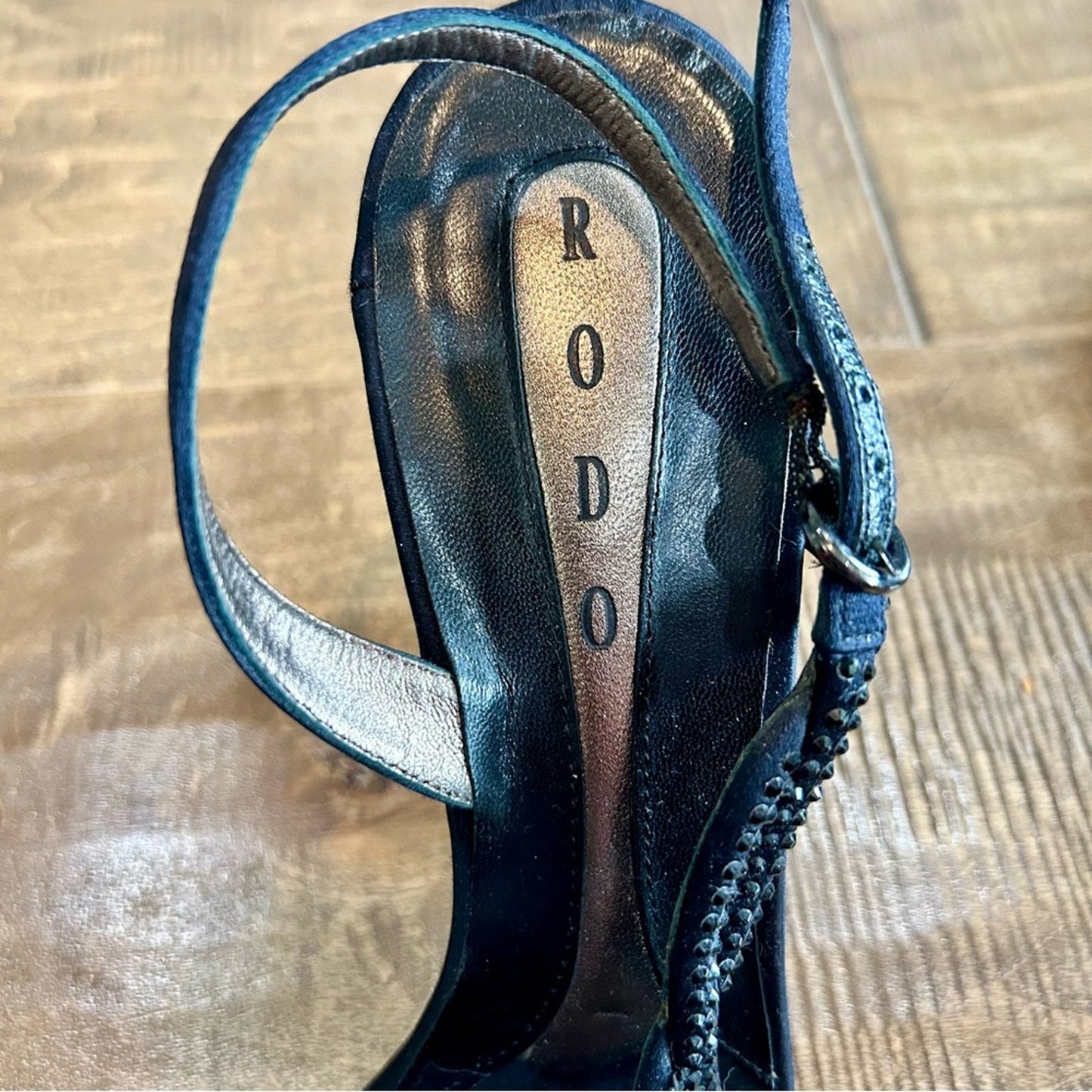 Rodo Women’s Rhinestone Strappy High Heels Black Size 39 Used Evening Formal