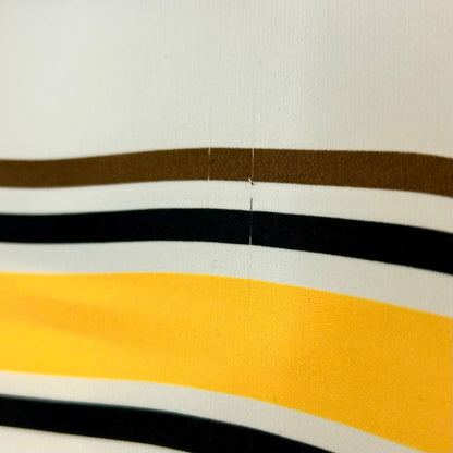 Express Women’s Striped Cap Sleeve Half-Zip Blouse Size XS Yellow/White/Brown/Black EUC