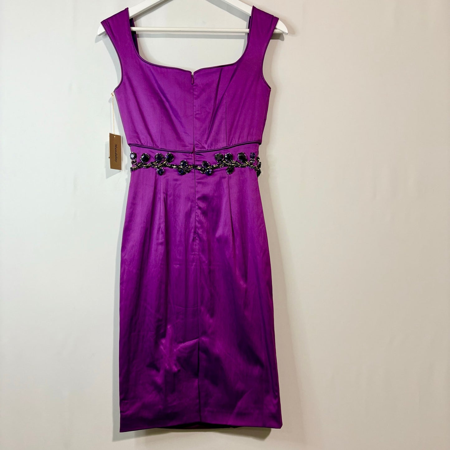 Mandalay Oleander Beaded Embellished Midi Cocktail Dress Purple Size 4 NWT Y2K