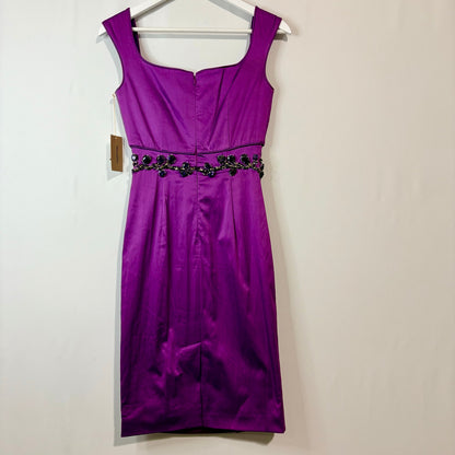 Mandalay Oleander Beaded Embellished Midi Cocktail Dress Purple Size 4 NWT Y2K