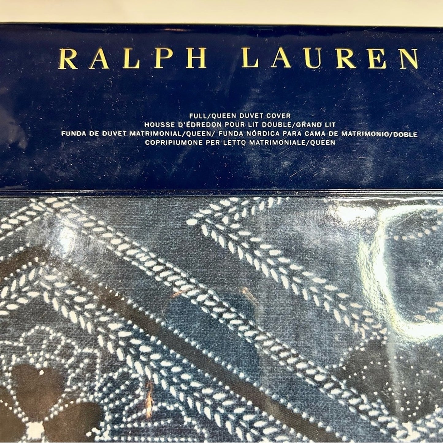 Ralph Lauren Home Francois Cotton Full / Queen Duvet Cover Blue New in Package