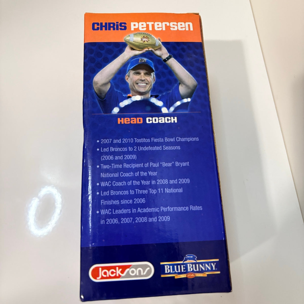 2010 Chris Petersen Boise State Broncos Coach Bobblehead Jacksons Blue Bunny NIB