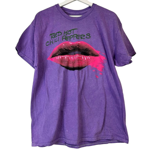 Red Hot Chili Peppers Unisex Smeared Lipstick Graphic T-Shirt Purple Size XL New