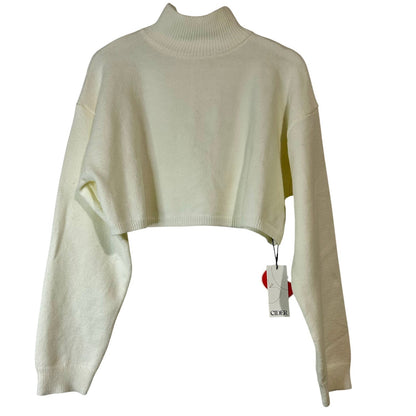 Cider Women’s Cropped Turtleneck Sweater White Size Small NWT Acrylic Nylon Viscose