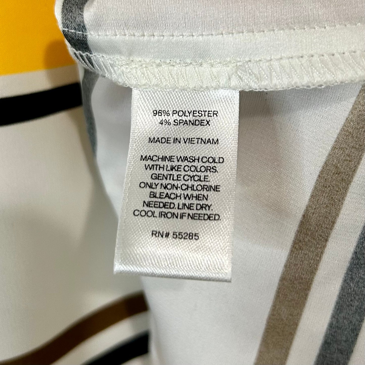 Express Women’s Striped Cap Sleeve Half-Zip Blouse Size XS Yellow/White/Brown/Black EUC