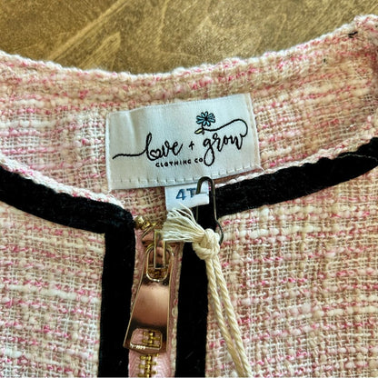 Love & Grow Girls Coco Zip Up Bow Detail Jacket Pink Black Size 4T NWT Classic