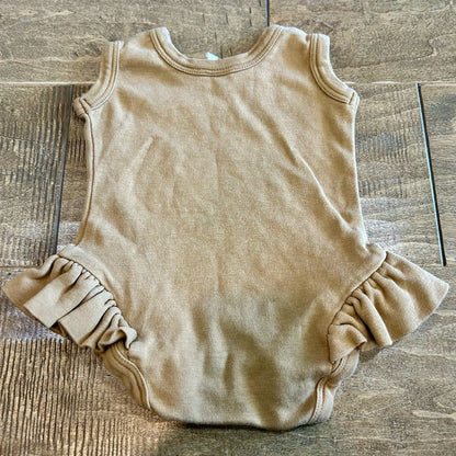 Kate Quinn Infant Girls Sleeveless Organic Cotton Ruffle Bubble Onesie 0-3 M EUC