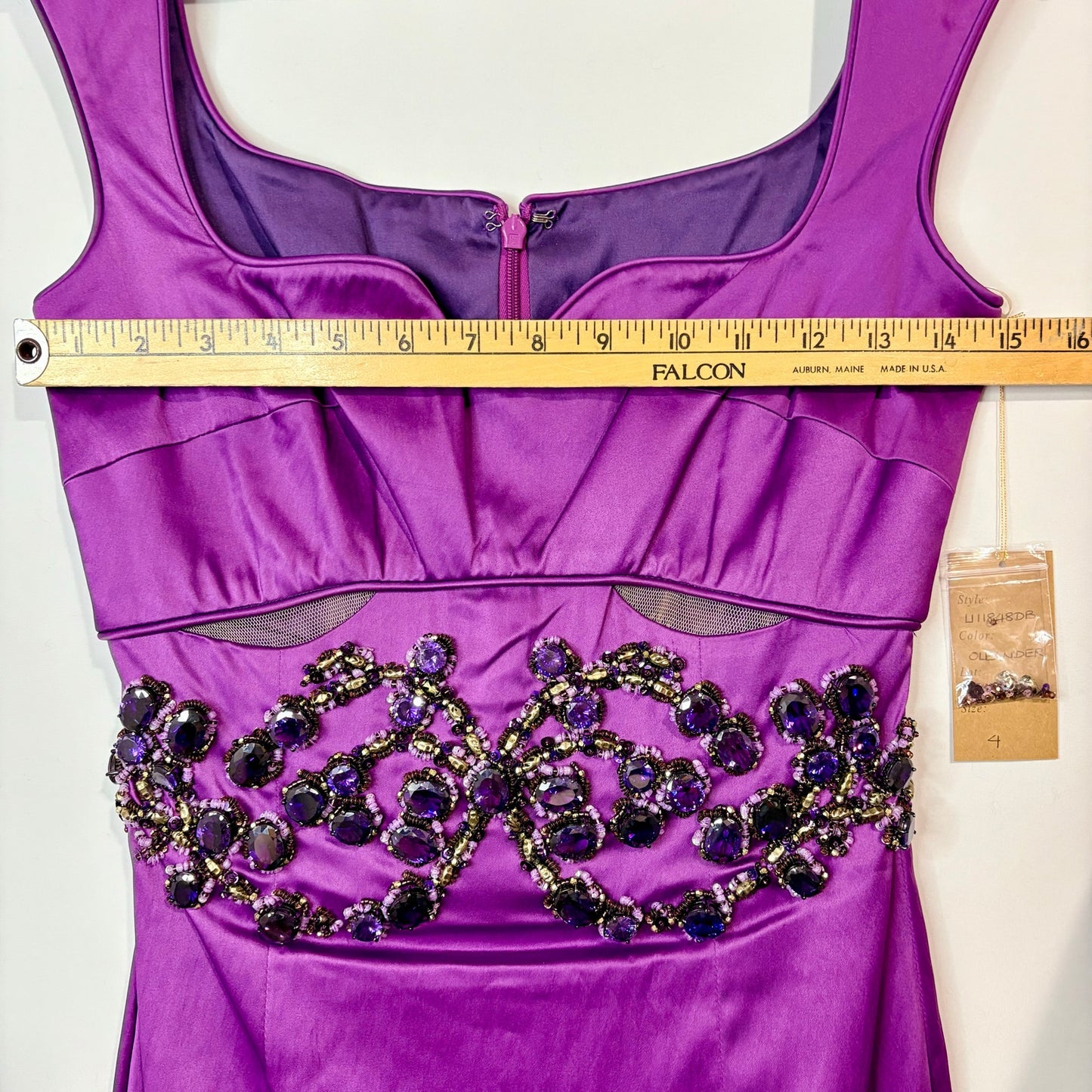Mandalay Oleander Beaded Embellished Midi Cocktail Dress Purple Size 4 NWT Y2K