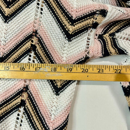 Audrey Parks x Francesca’s Women’s Crochet Knit Cropped Sweater Chevron Pink White Size Small EUC