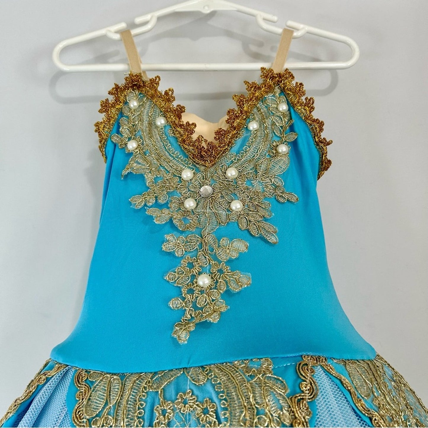 Z&X Girls Camisole Skirted Leotard Ballet Dress Blue Gold Size 5 NWT Girly Cute