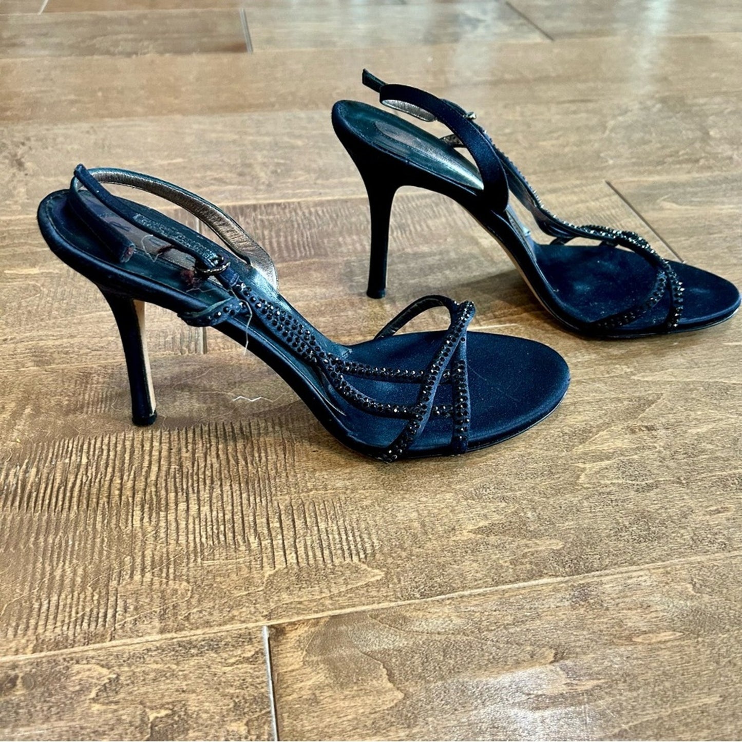 Rodo Women’s Rhinestone Strappy High Heels Black Size 39 Used Evening Formal