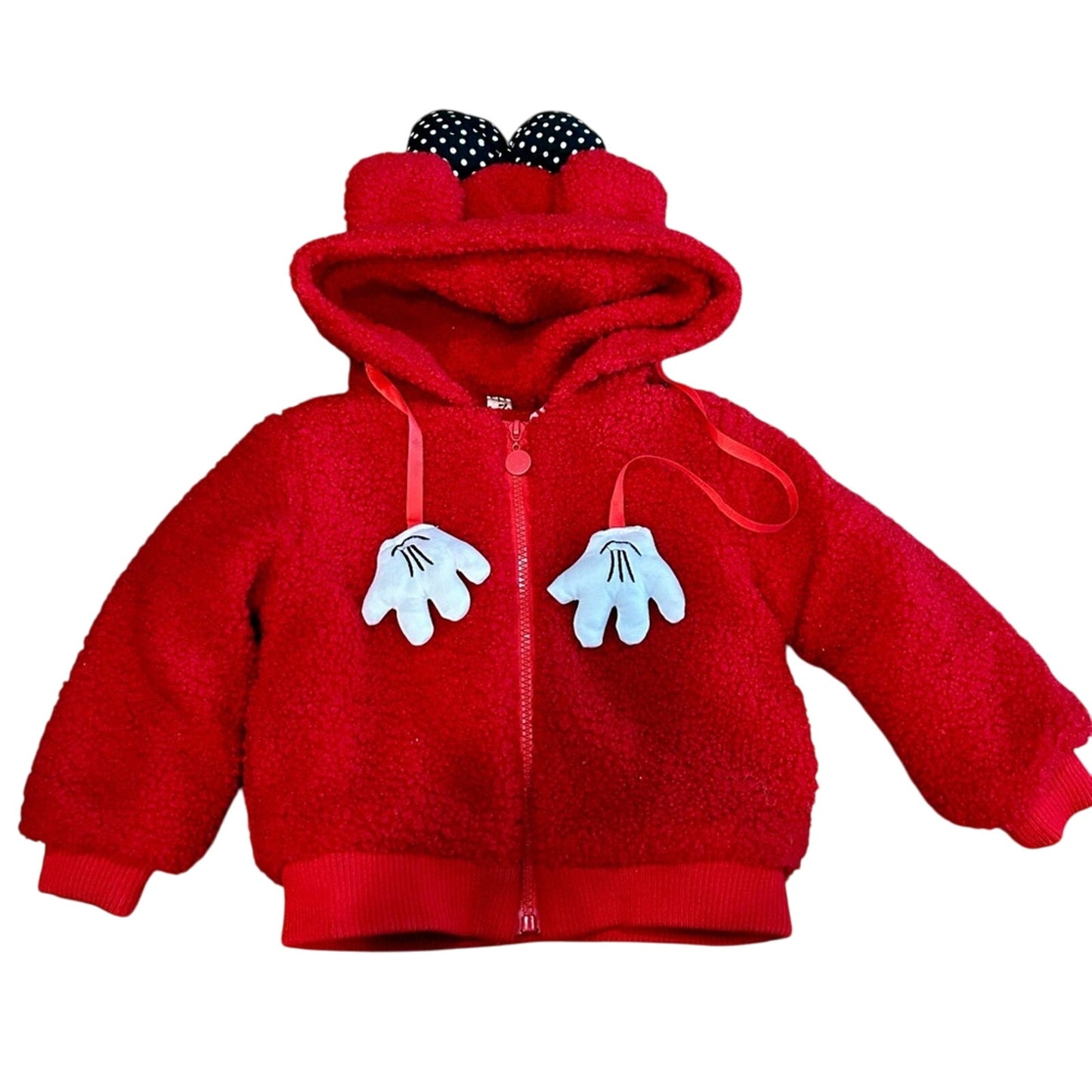 H.Z.M. Girls Minnie Mouse Sherpa Hooded Jacket Red Size 6 EUC Cute Girly Cozy