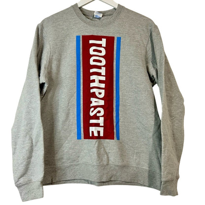 Toothpaste Women’s Sweatshirt Grey Red Blue Size Medium EUC Casual Costume