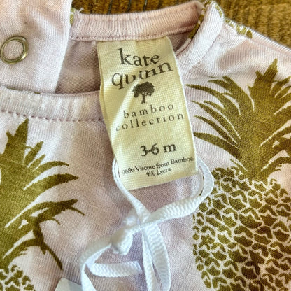 Kate Quinn Infant Girls Long Sleeve Pineapple Ruffle Bodysuit Purple 3-6 M NWT
