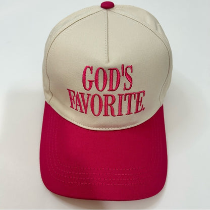 God’s Favorite Women’s Two Tone Canvas Cotton Baseball Hat Cap Tan Fuchsia New