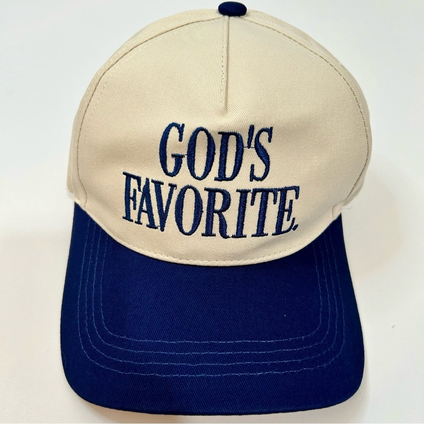 God’s Favorite Women’s Two Tone Canvas Cotton Baseball Hat Cap Tan Navy NEW Cute