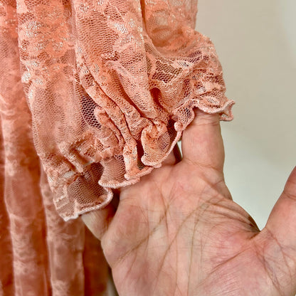 Women’s Maternity Off Shoulder Long Sleeve Maxi Dress Coral Pink EUC Open Belly Boho Photoshoot