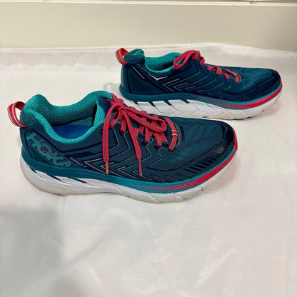 HOKA ONE ONE Women’s Clifton 4 Running Shoes Blue Coral Size 8.5 Road Sneakers EUC