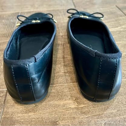 Women’s Ballet Flats with Tie with Gold Detail Black Size 8 EUC Girly Feminine